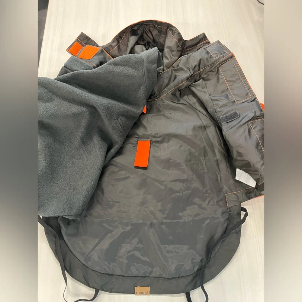 ORVIS dog rain coat/ jacket. All-Season waterproof 3-in-1. Orange, black. M. NWT